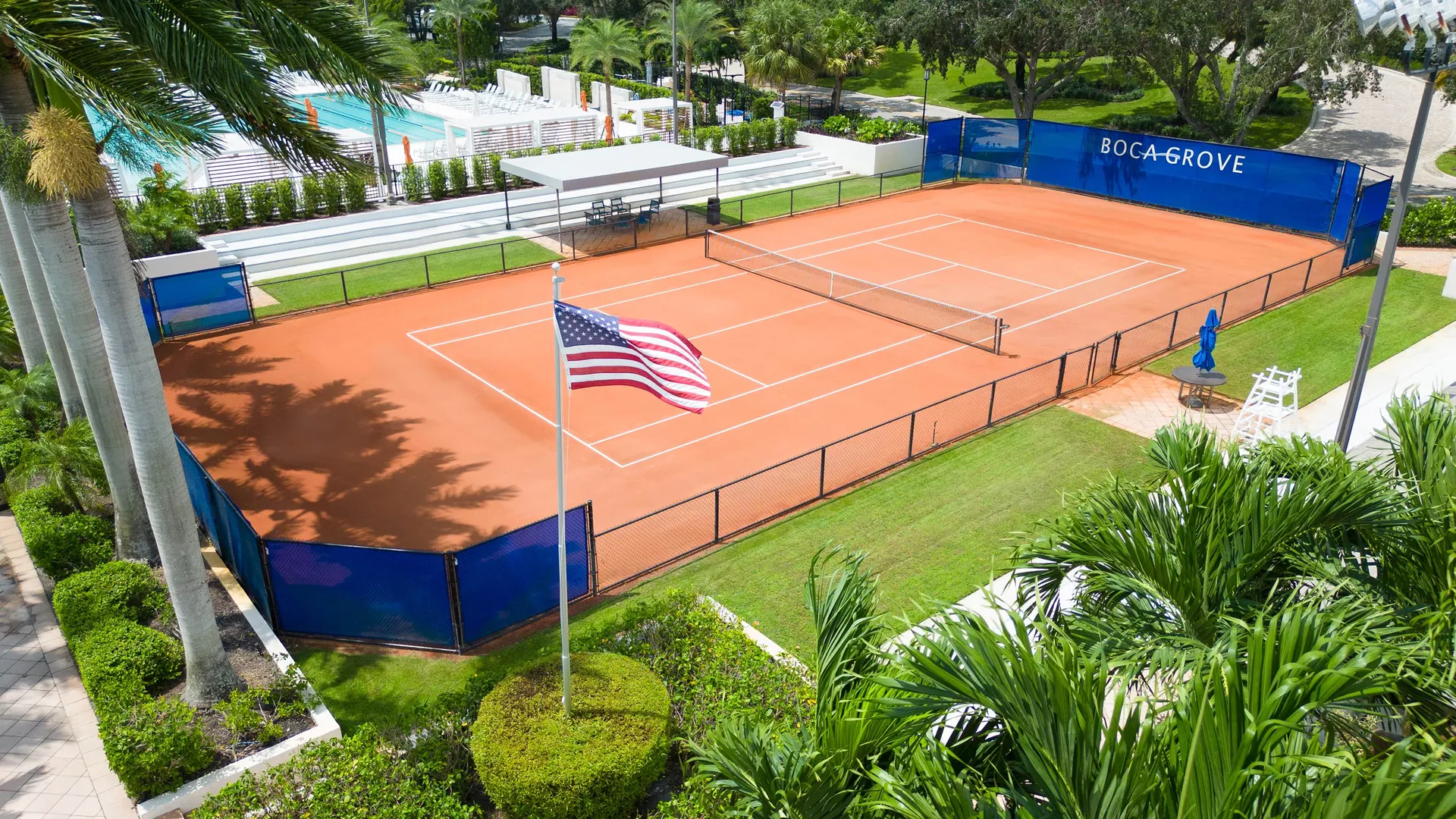 Boca Grove har-tru clay tennis courts aerial view