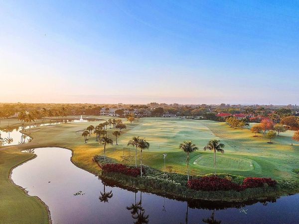 Boca Grove golf course and lake at sunrise